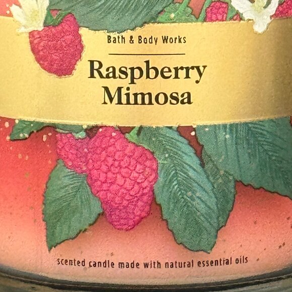 BBW Raspberry Mimosa Bath & Body Works Mason Jar Single Wick Candle - Picture 3 of 10